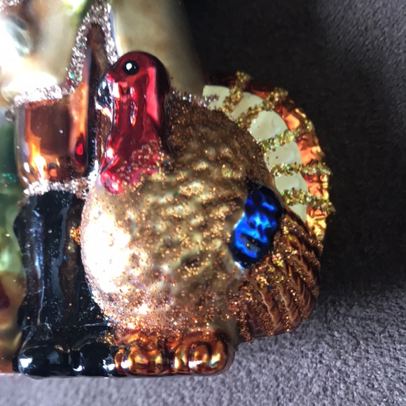 Festive Pilgrim Pumpkin Couple Glass Ornament - Picture 7 of 9